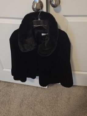 Calvin Klein Black Faux Fur Cropped Jacket